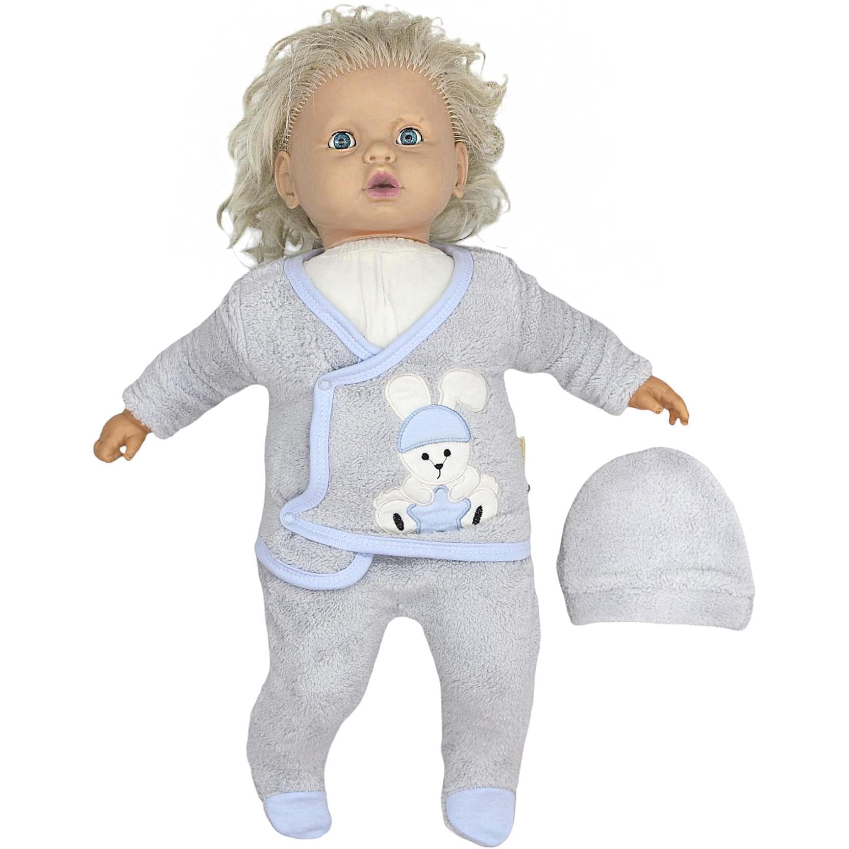 Kışlık bebe zıbın seti yünlü welsoft kumaş toptan 0-3 ay