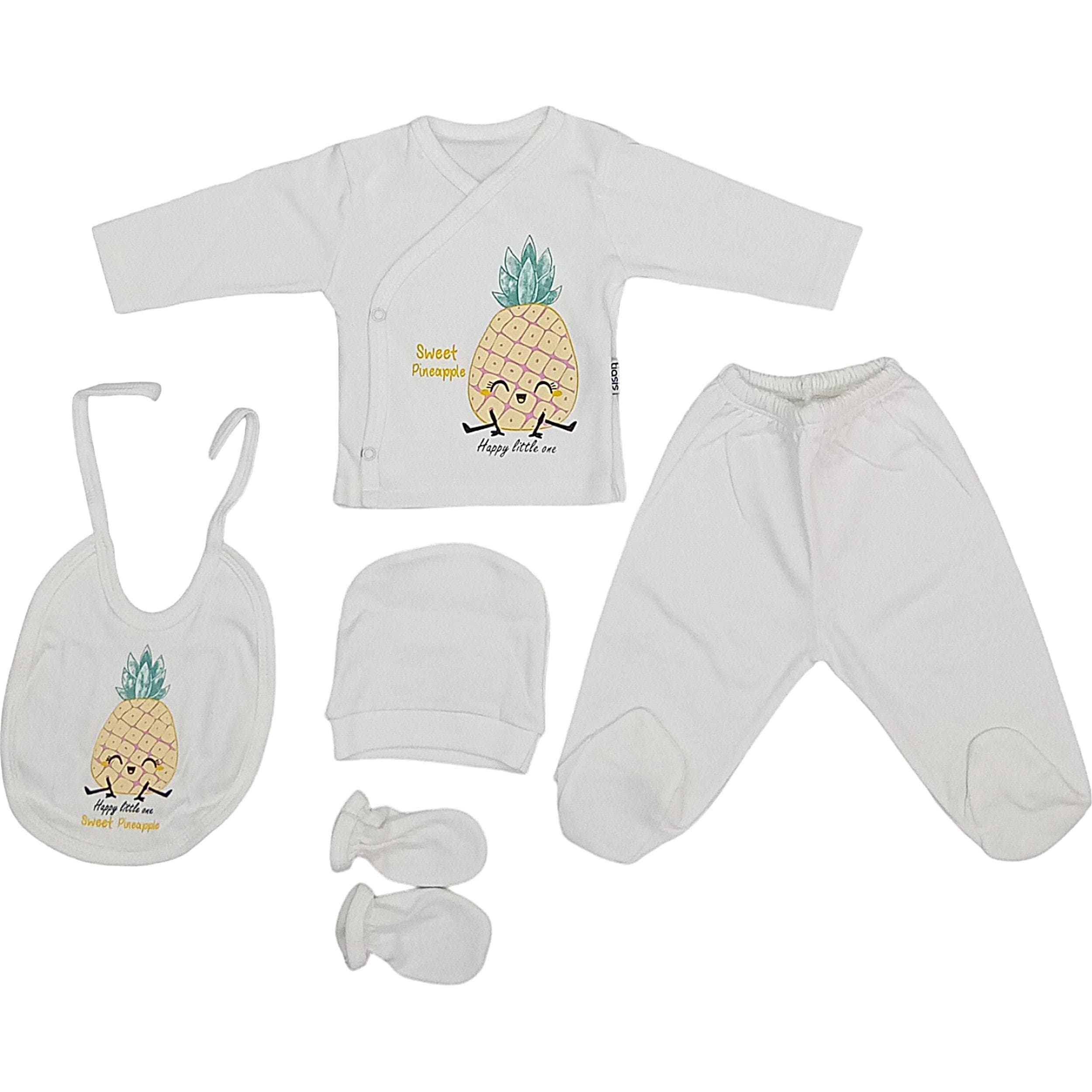 T-1371 beş parçalı bebe zıbın seti imalat toptan 5Lİ kedi