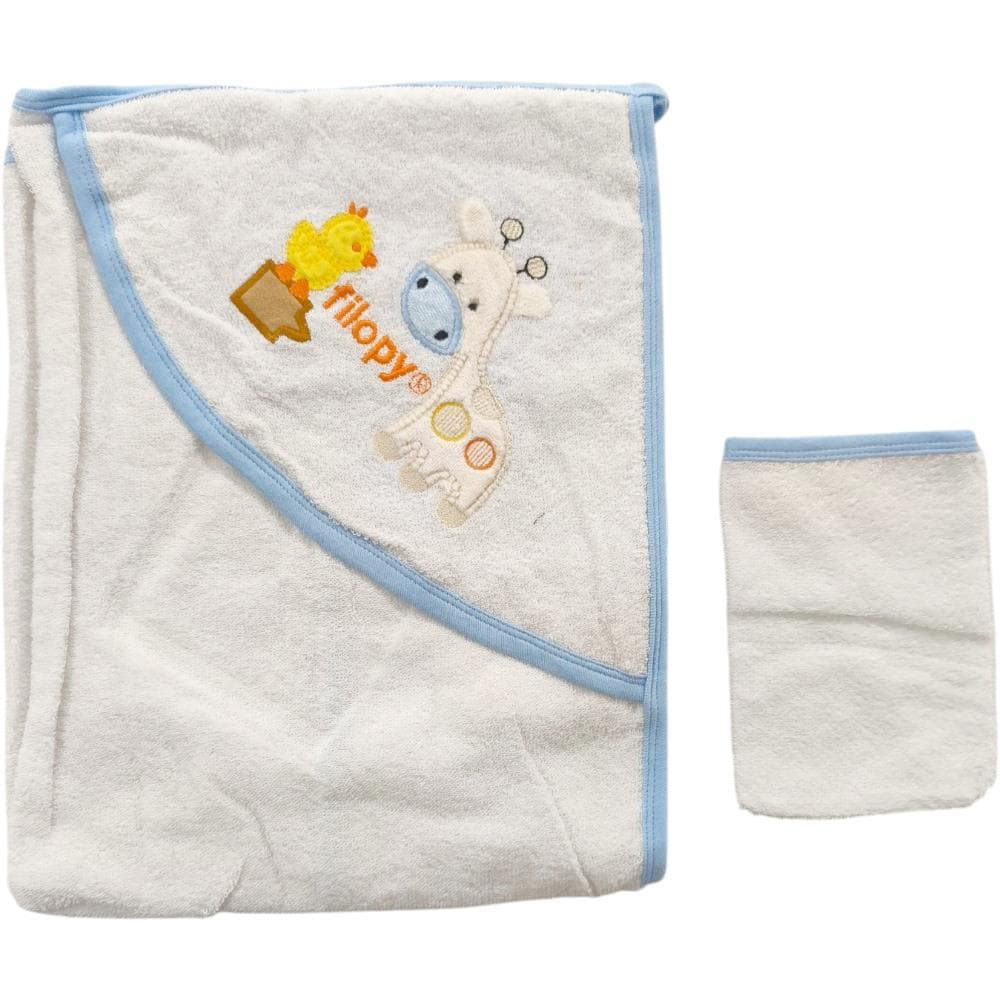 Bebek kapüşonlu banyo havlu ve kese ikili set (1/2)