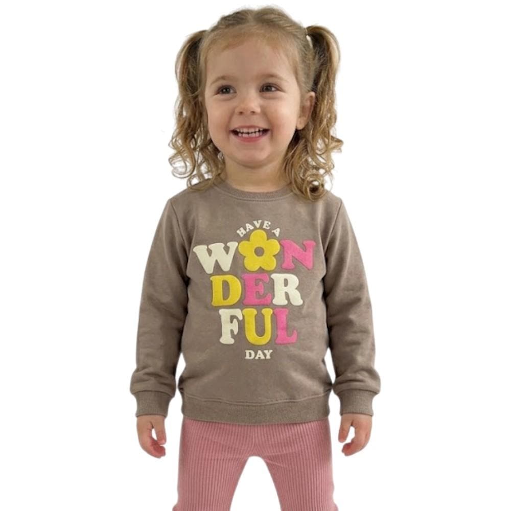 Çocuk mevsimlik WONDER FUL nakışlı sweatshirt