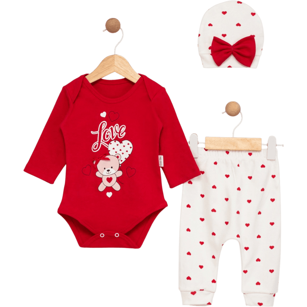Pantolonlu ve şapkalı mevsimlik bebek ayıcık baskılı (1/3)