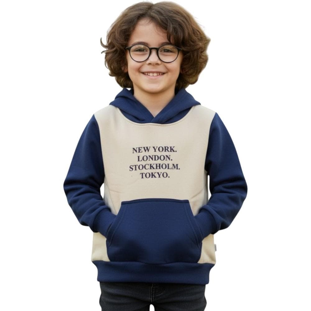 NEW YORK baskılı kışlık kapüşonlu sweatshirt
