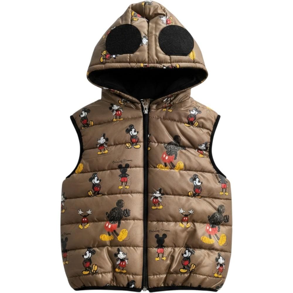 Mickey Mouse baskılı ve kulaklı kapüşonlu yeler