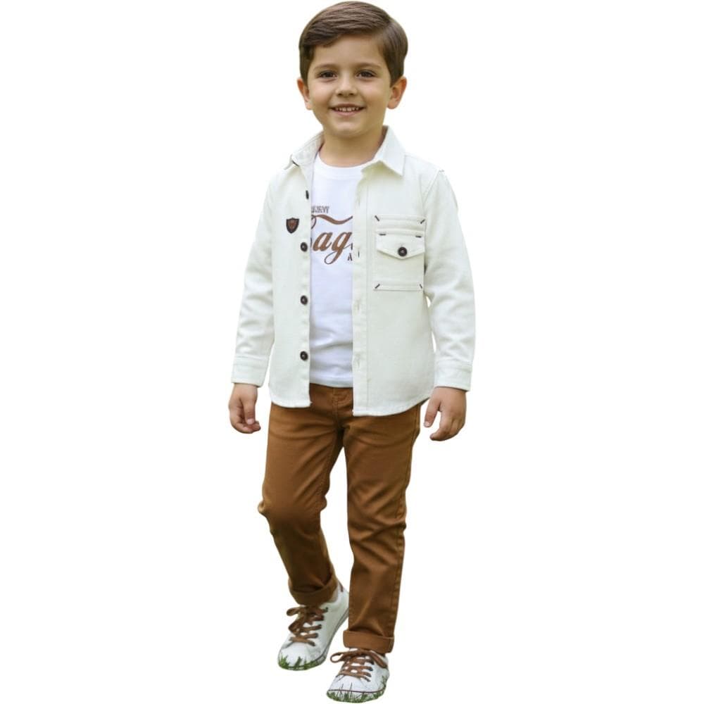 Mevsimlik tişört,gömlek ve pantolonlu üçlü takım (1/3)