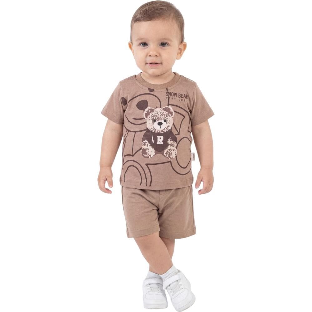 SNOW BEAR nakışlı tişört ve şortlu yazlık ikili takım (1/4)