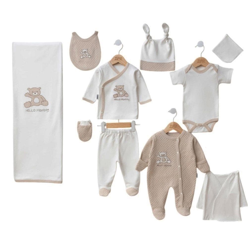 On parçalı HELLO MOMMY nakışlı yeni doğan hastane çıkışı (1/3)