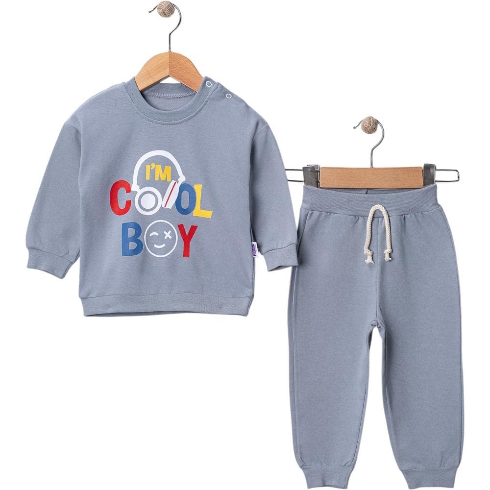 I'M COOL BOY baskılı iki parçalı takımlar (1/4)