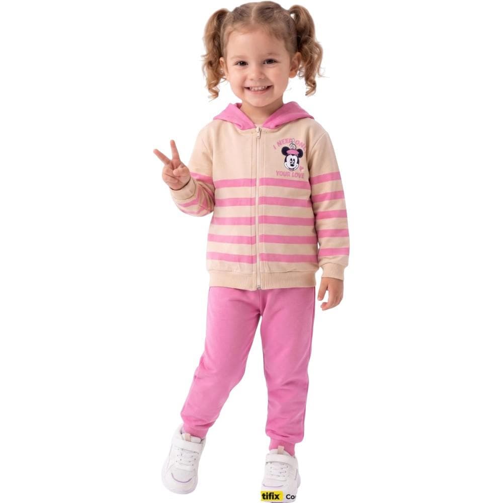 Kapüşonlu MİKİ baskılı sweatshirt ve pantolondan oluşan iki (1/4)