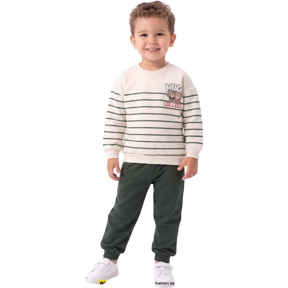 Çizgili sweatshirt ve pantolonlu mevsimlik ikili takım (1/4)