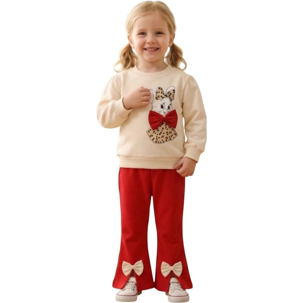 Kız çocuklar için sweatshirt ve pantolonlu ikili takım (1/4)