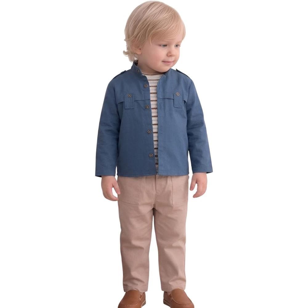 Çocuk takım elbisesi (set: ceket, pantolon, çizgili triko (1/4)