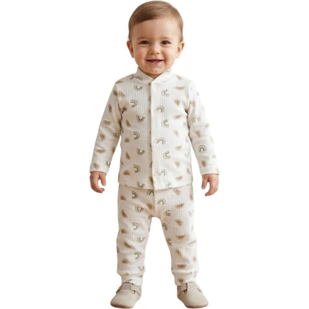 Gökkuşağı baskılı pijama seti