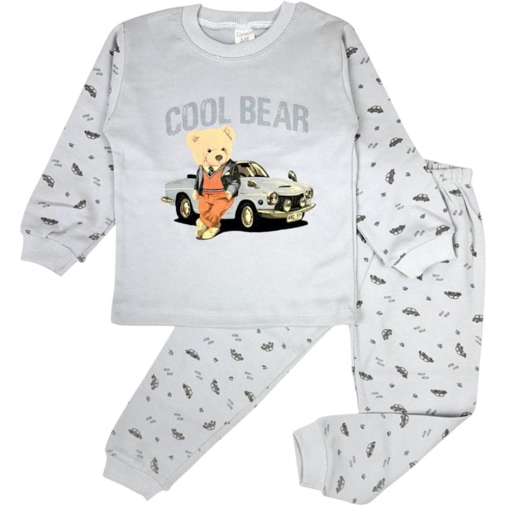 "COOL BEAR" baskılı pijama takımı
