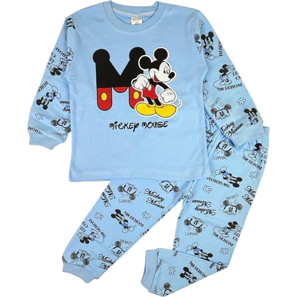 Mickey Mouse'lu çocuk pijamaları (set: uzun kollu üst ve (1/3)