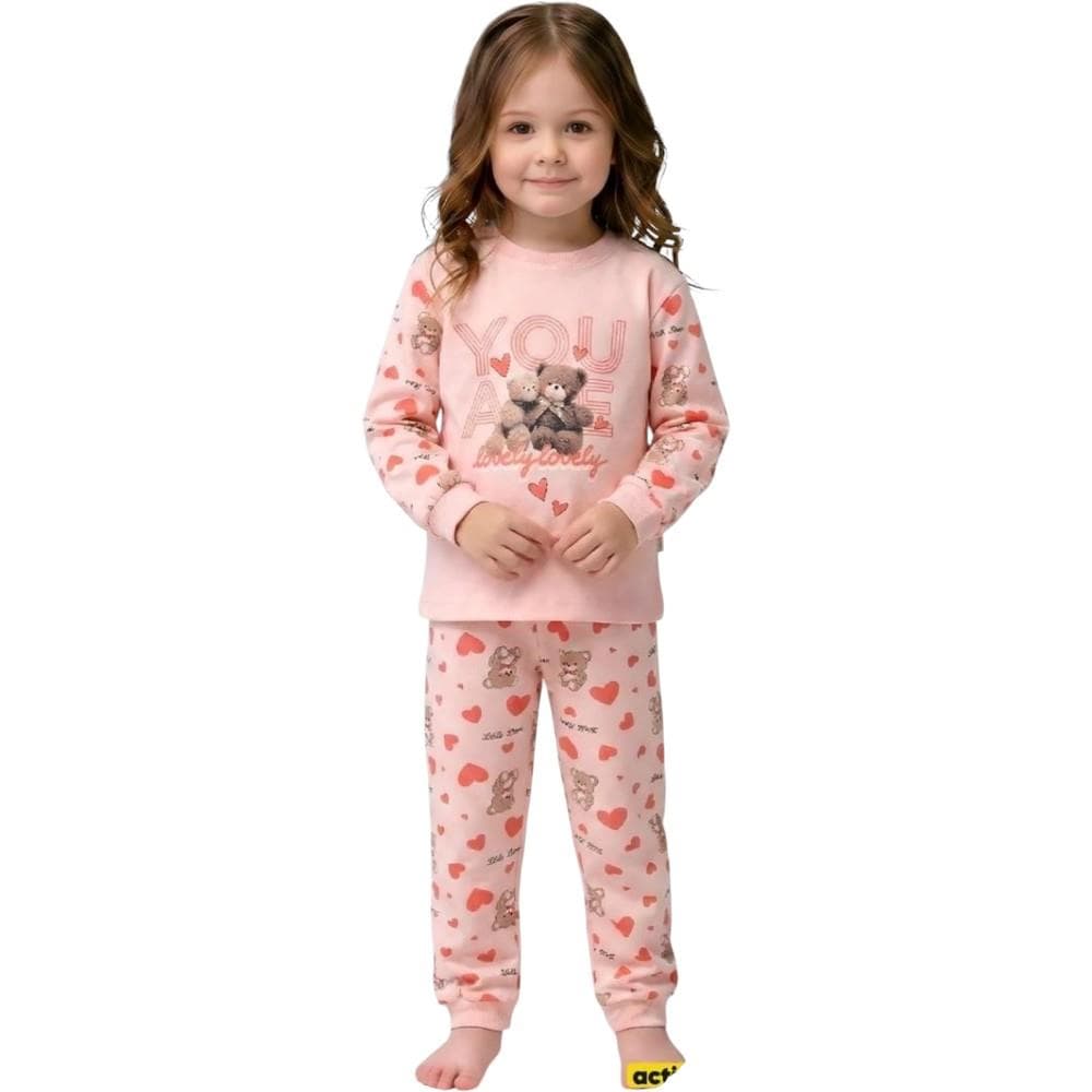 Kız çocuk pijama takımı (uzun kollu ve pantolondan oluşan