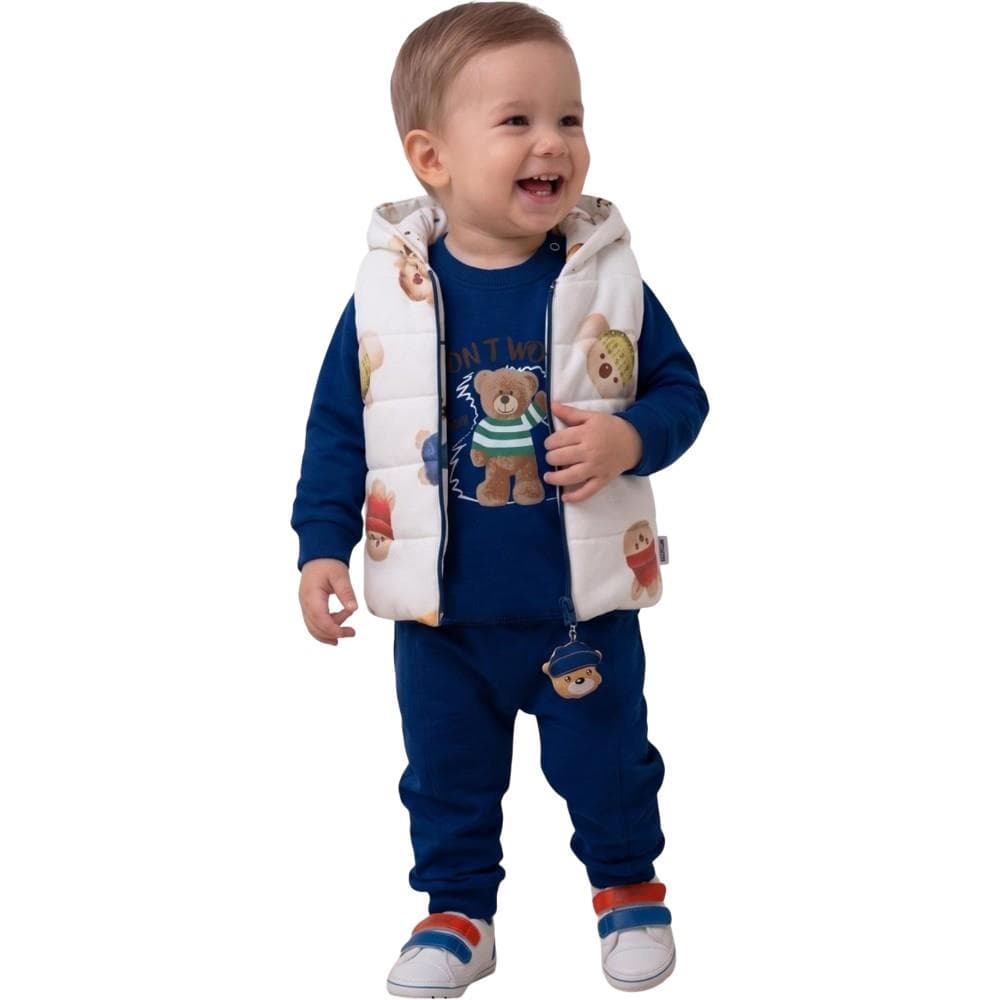 Elyaf dolgu yelekli üçlü takım (set: baskılı uzun kollu (1/5)