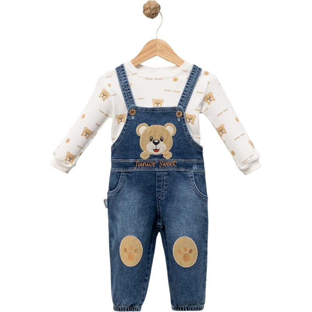 Uzun kollu sweatshirt ve "Junior Sweet" nakışlı kot