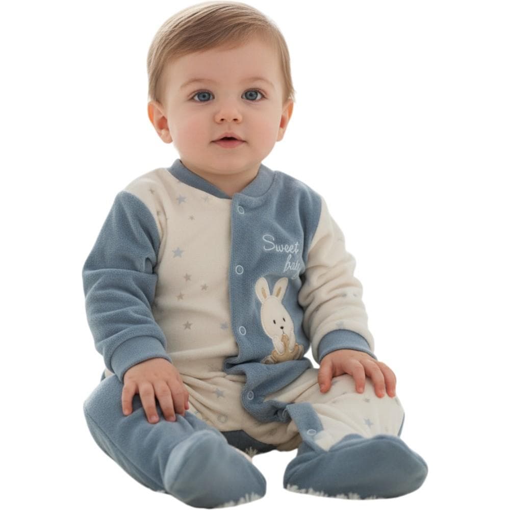 Tavşan baskılı ve "Sweet Baby" yazılı mevsimlik tulum
