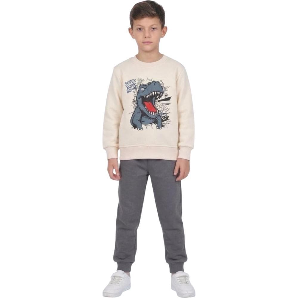 Baskılı sweatshirt ve eşofman altı takım elbise