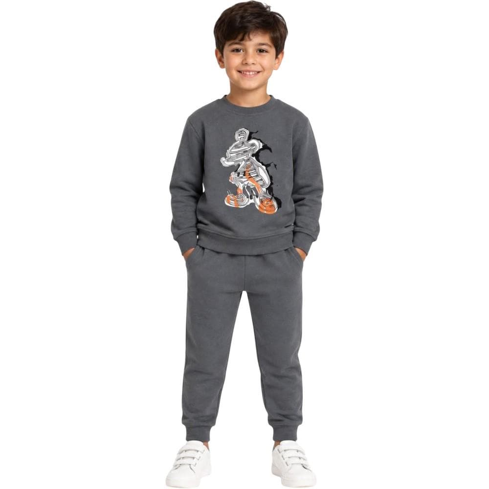 Baskılı çocuk sweatshirt ve pantolon eşofman takımı