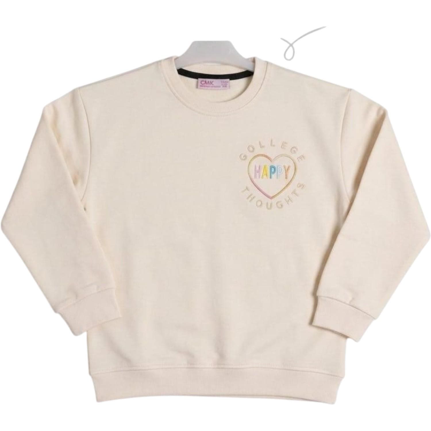 Çocuk СMK marka, "College Happy Thoughts" baskılı sweatshirt