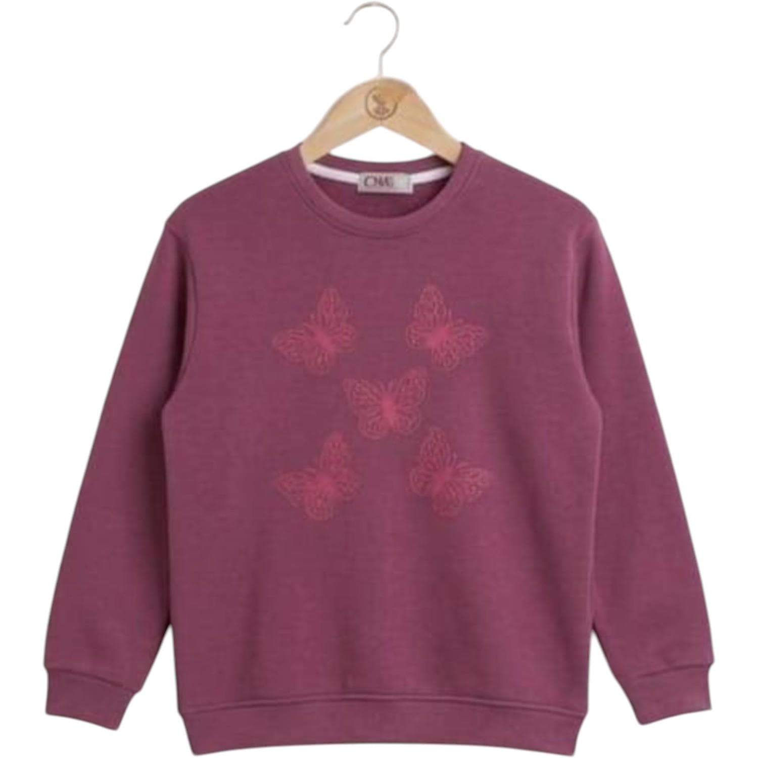 Kelebek baskılı çocuk sweatshirt